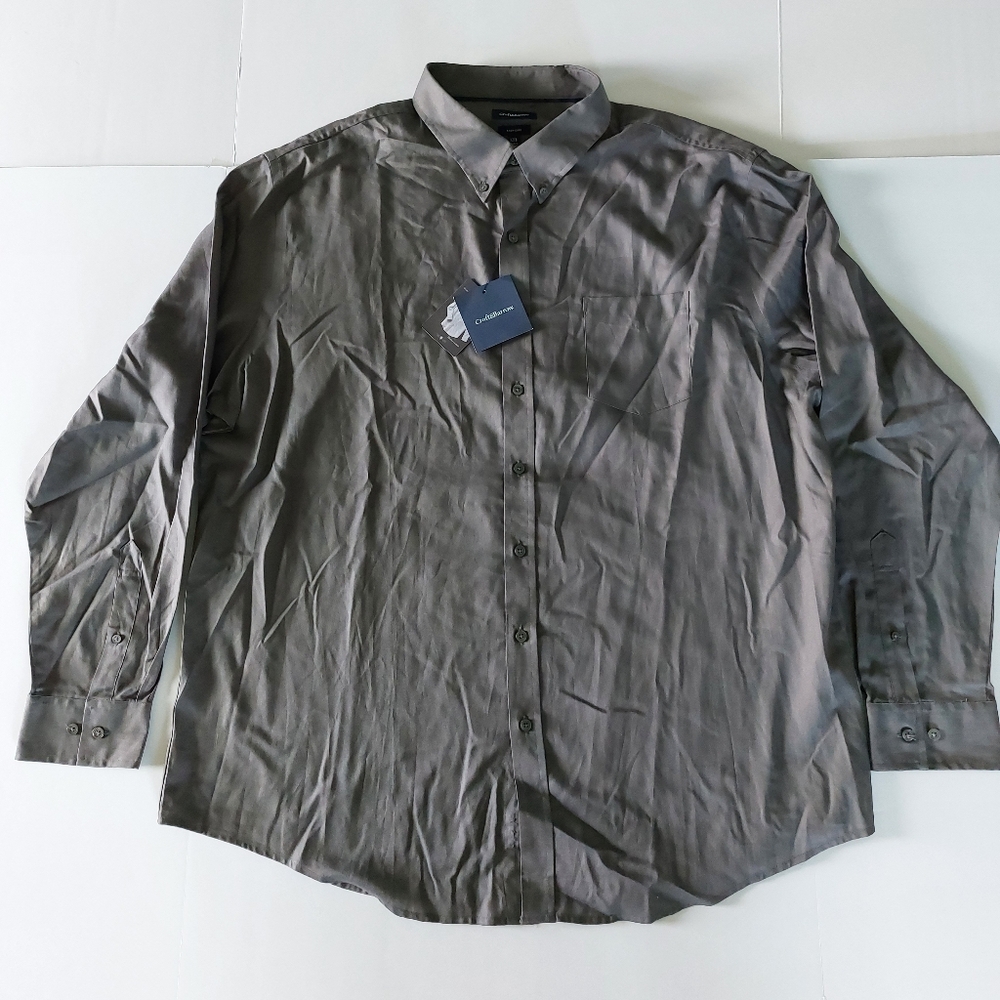 Croft Barrow Castle Rock XXL Gray Easy Care Woven Shirt No Pucker Seams NWT $40